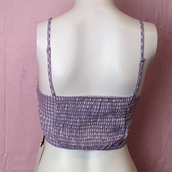 Daisy Street Dolls Kill Purple Gingham Crop Top with Adjustable Straps - Picture 2 of 6